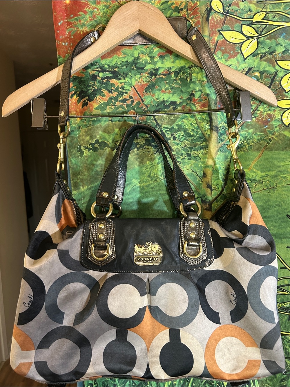 Coach Madison Graphic Multi Color Op Art Shoulder Bag:USED!VIEW ALL PICS B/4 Buy